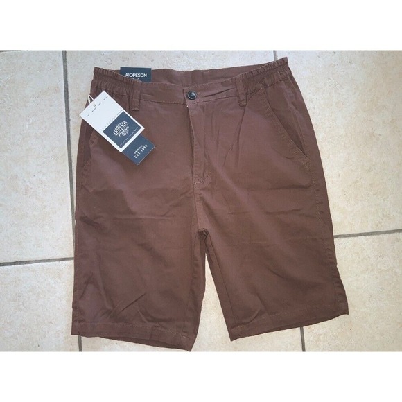 NWT AIOPEOSN -Street Shorts Elastic Waist Casual Chino Shorts Brown Size 30 - Picture 3 of 7